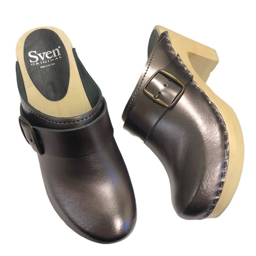 Sven Metallic Bronze geschlossene Zehe Absatz Clog Pantolette Gr. 38 Damen 7 7,5 - Bild 1 von 11