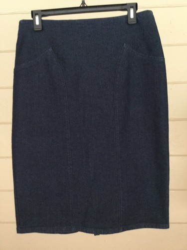 Lafayette 148 New York Denim Pencil Skirt $198 Size 10 Exposed Back Zipper NEW