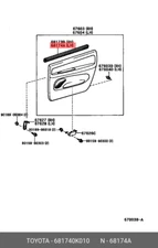 OE weatherstrip, rear door glass, inner left, 681740K010 for Toyota 68174-0K010