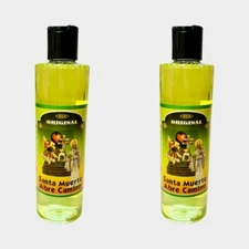 2PACK- SANTA MUERTE ABRE CAMINOS Agua Espiritual Limpias Baños Atrae Dinero 8 oz
