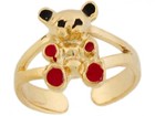 Teddy Bear Cute Ladies Toe Ring 10k or 14k Yellow Gold Enamel