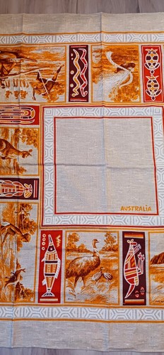 Vintage australische Aborigines Design Textil Leinen Tischdecke Souvenir 52x52 - Bild 7 von 24