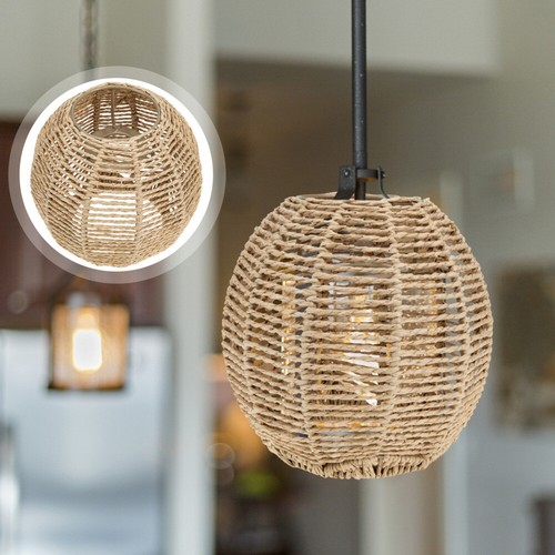 2 Pcs Bamboo Art Lampshade Wicker Small Rattan Light Shades Ceiling - Picture 10 of 12