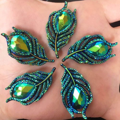 10pcs Resin 3D Peacock Feathers Flatback Rhinestone DIY Scrapbooking Art Craft - Picture 20 of 21