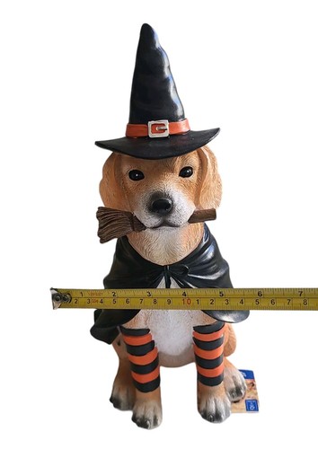 Lab Retriever Golden Witch Halloween Orange Socks Statue Figure- Adorable! - Picture 3 of 7