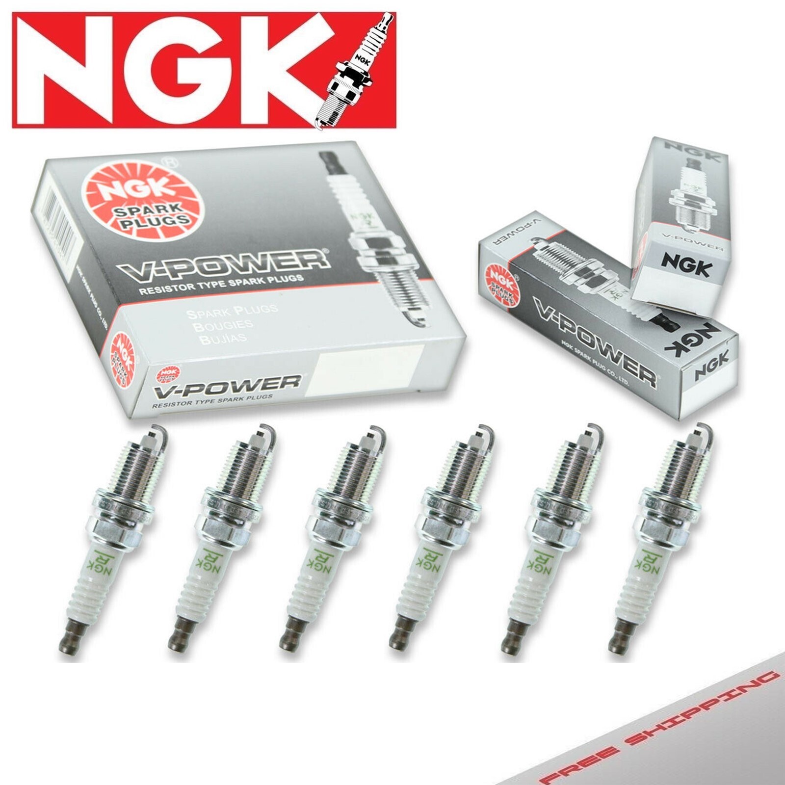 6 pcs NGK V-Power Spark Plugs for 1975 Pontiac Firebird L6-4.1L