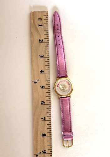 Marie Lourdes Pearl Pink Heart Pink Metallic Leather Band Wristwatch - Picture 4 of 8