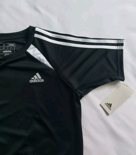 adidas Boys Soccer Short Sleeve T-Shirt Black Size L 14-16 - Picture 6 of 7