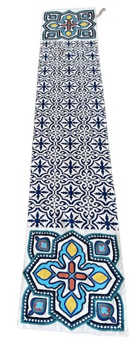 Pier 1 Christmas Table Runner Blue White Snowflakes Embroidered 13”X72” EC - Picture 6 of 8