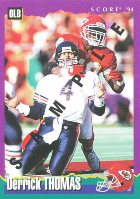 SCORE-SAMPLE Derrick Thomas CHIEFS Alabama CRIMSON-TIDE HOF