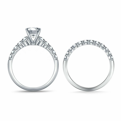 3.17 Ct Vvs1 White Real Moissanite Diamond Round Bridal 925 Silver Ring Size 7 - Picture 3 of 3