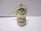 NEW NWT GANZ MINI SNOW ANGEL PERSONALIZED "CRYSTAL" CHRISTMAS TREE ORNAMENT #142