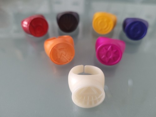 GREEN LANTERN BLACKEST NIGHT SET OF 7 TOTAL PROMO POWER RINGS! DC COMICS BLACK! - Picture 2 of 6
