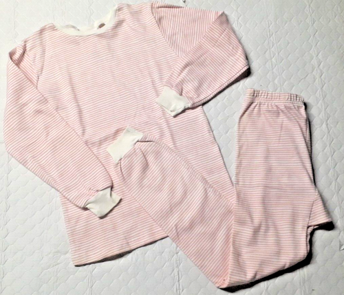 Marimekko Pajamas Girls PJs Lounge M Medium 8 Pink White Striped Cotton Soft - Picture 2 of 9