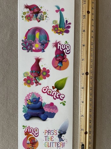 Pegatinas traseras transparentes DreamWorks Trolls, 11"" X 4"" e incluye 9 pegatinas, totalmente nuevas - Imagen 2 de 3