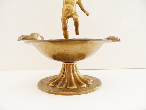ALTER STEHASCHENBECHER VINTAGE RETRO BRONZE/MESSING ENGEL CHERUBIN ART DECO - Bild 3 von 4