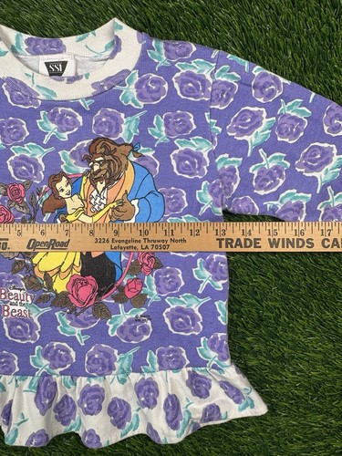 Rare Vintage Die Schöne und das Biest Kinder 6X Sweatshirt Shirt 90s Belle Lila Rose - Bild 8 von 10