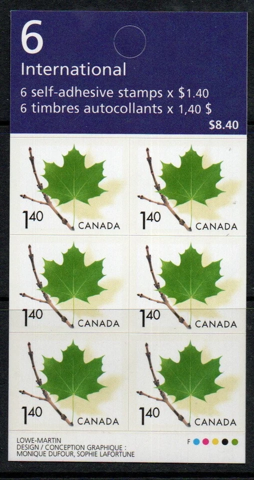 Canada 2003 $1.40 Maple Leaf booklet pane of 6 definitive, MNH, SG 2036 - Image 1 of 1