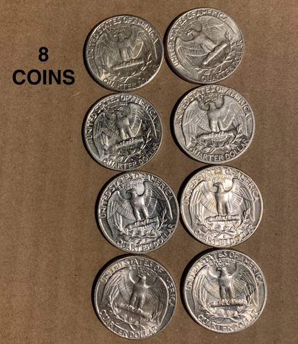 90% Silver 1964 1963 1961 1959 P & D Mint WASHINGTON QUARTERS 8 Coins Lot Coin - Picture 2 of 8
