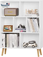 White Bookshelf,3 Tier Book Shelf with Legs, 7 Cube Minimalist Bookcase,Storage 