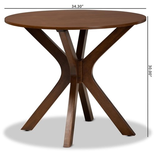 Baxton Studio Kenji Walnut Brown Finished 34-Inch-Wide Round Wood Dining Table - Picture 7 of 7