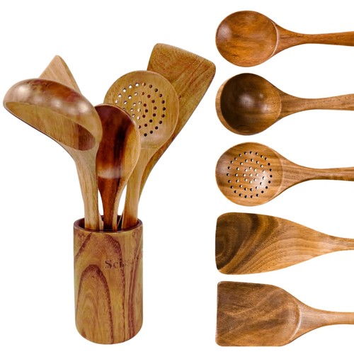 Wooden Spoons for Cooking Wooden Cooking Utensil Set of 6-Piece – Natural Aca... - Picture 1 of 7