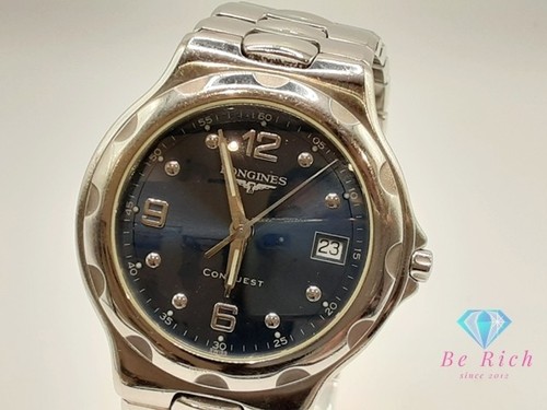 Longines LONGINES Conquest L1.631 Men s Watch Date Navy Blue Silver Quartz CONQU
