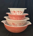 Vintage Pyrex Pink Gooseberry Cinderella Nesting Mixing Bowls