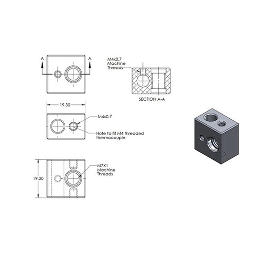 Extrudeuse Holend Holend avec bloc de chauffage de buse M7 tube (argent) - Zdjęcie 9 z 12