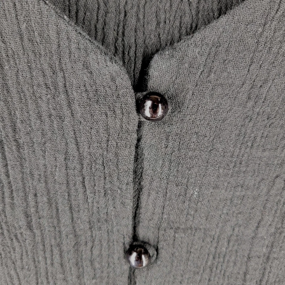 Blusa Top Elementz Negra Botón Frontal Para Mujer Talla L Manga Corta Crochet Encaje Foto 4 de 4