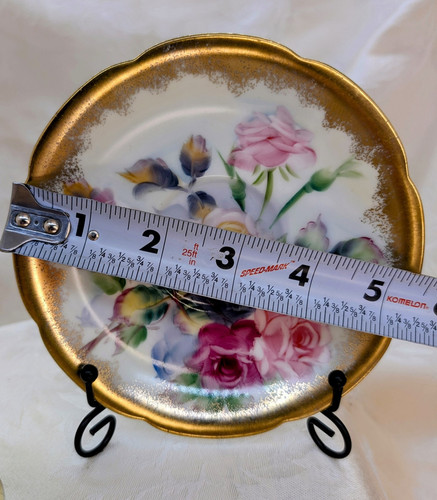 RAR Vintage Kohlrose handbemalt Fakiro Teetasse und Untertasse Set schwer Gold - Bild 15 von 19