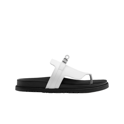 (W) Hermes Empire Sandale Kalbsleder & Palladium Blanc