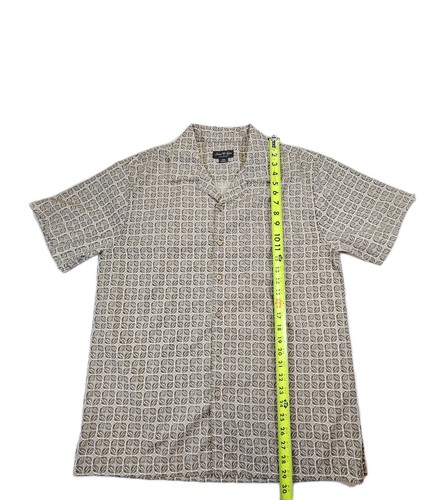 David Taylor Collection Shirt M Geometric Print Short Sleeve Button Up Tan - Picture 4 of 9