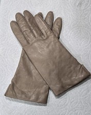1950s FOWNES WPL 9522 Taupe Leather Gloves With Cashmere Lining Size 6-1/2