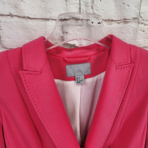 H&M Hot Pink Womens Blazer Double Breasted Glam Preppy Academia 4 Boardroom Twee - Picture 6 of 11