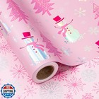 LeZakaa Christmas Pink Wrapping Paper Mini Roll, Snowman Christmas Tree and S