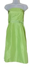 J. Crew Women's Cypress Green Silk Dress Strapless Lined Size 2 Classic Bow