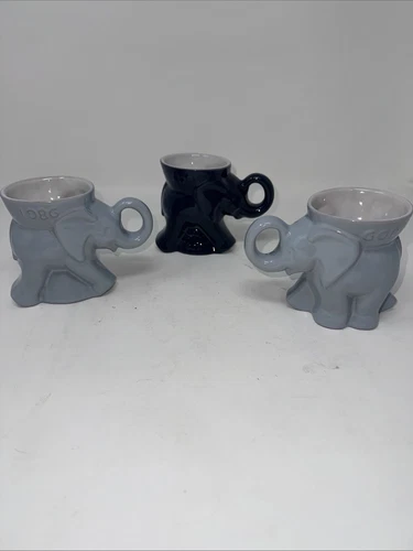 Republican GOP  Elephant Mug 1986 Vintage Francoma Pottery - Gray & Blue