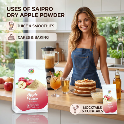 Saipro Dried Apple Powder 200 gm For Juice Cake beverages mocktails cocktail 