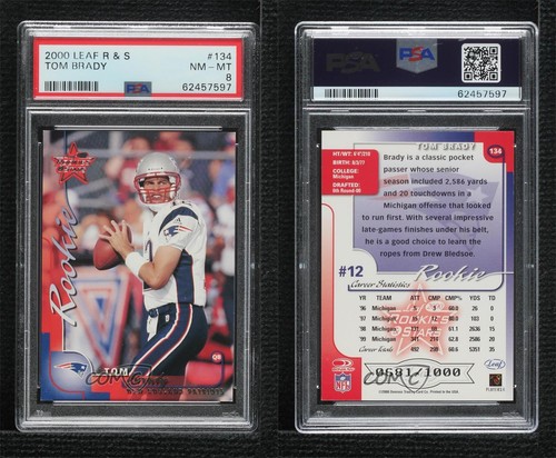 2000 Leaf Rookies & Stars Rookie 681/1000 Tom Brady #134 PSA 8 RC - Picture 3 of 3