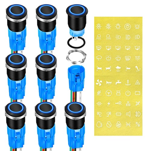 DaierTek Waterproof Latching Push Button Switch 12V 19mm ON Off Black Metal Pre