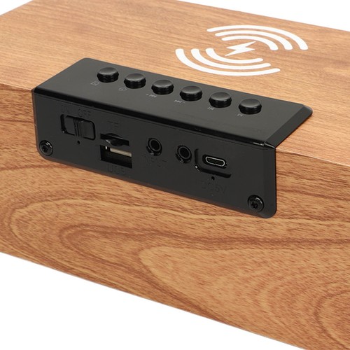 Holz Lautsprecher Wecker mit FM Radio Kabellos Telefon Ladegerät FF - Bild 7 von 23