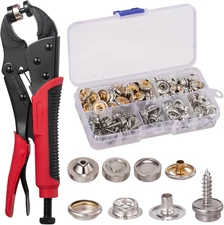 Heavy Duty Snap Fastener Tool Adjustable Snap Button Kit with 3 Dies and 40 Sets