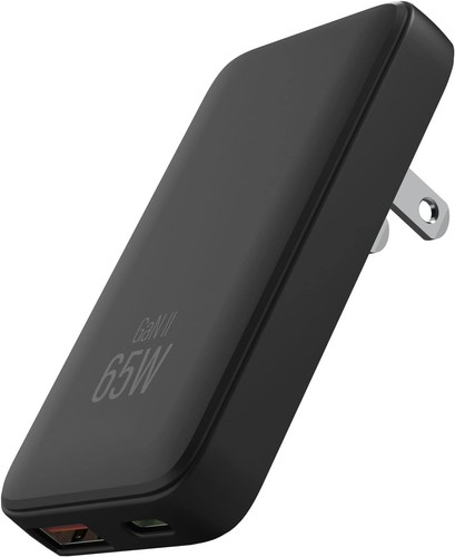 Chargeur 65W GaN USB C 2 Ports Plat USB Chargeur Mural Prise Inondable pour Voyage - Photo 2 sur 10