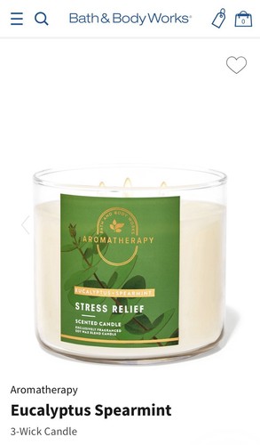 Bath & Body Works 3-wick Candle AROMATHERAPY Stress Relief Eucalyptus Spearmint - Picture 2 of 2
