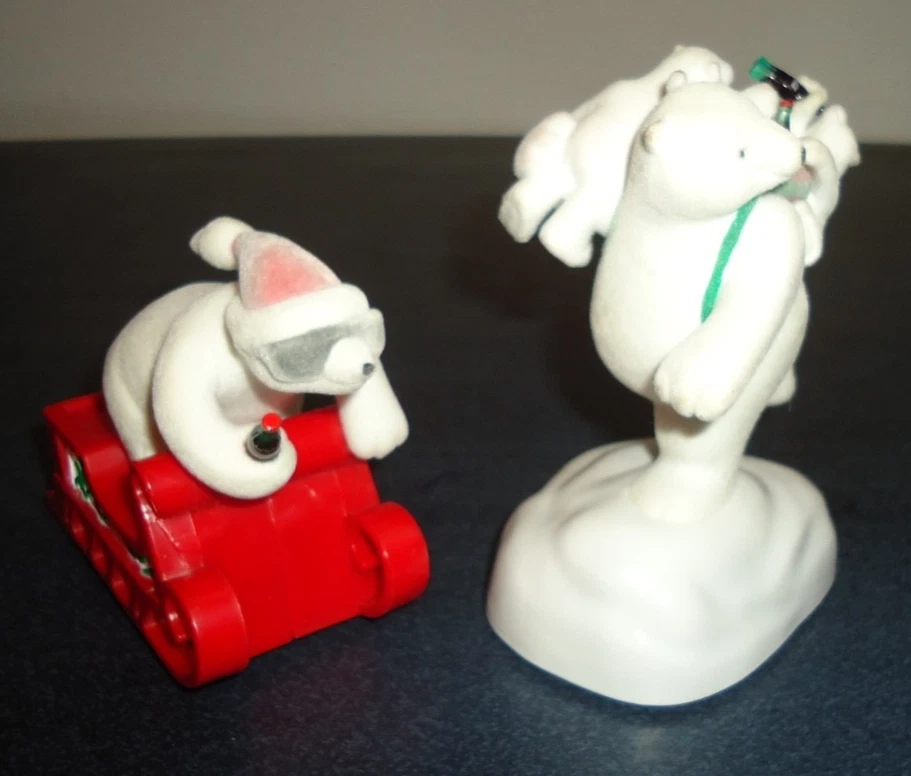 Osos polares de Coca-Cola de colección de la década de 1998 juguete flocado papá y bebé osos Foto 2 de 4