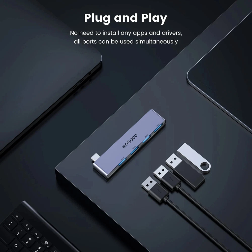USB C to USB Hub 4 PortsMOGOOD USB C to USB Hub Multiport AdapterUSB C Splitt...