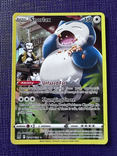 Snorlax TG10/TG30 Swsh11: Lost Origin Trainer Gallery Holo - Foto 1 di 4