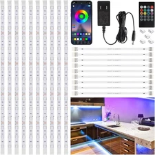 10 PCS RGB under Cabinet Lighting Kit App and Remote Control Led Strip Lights