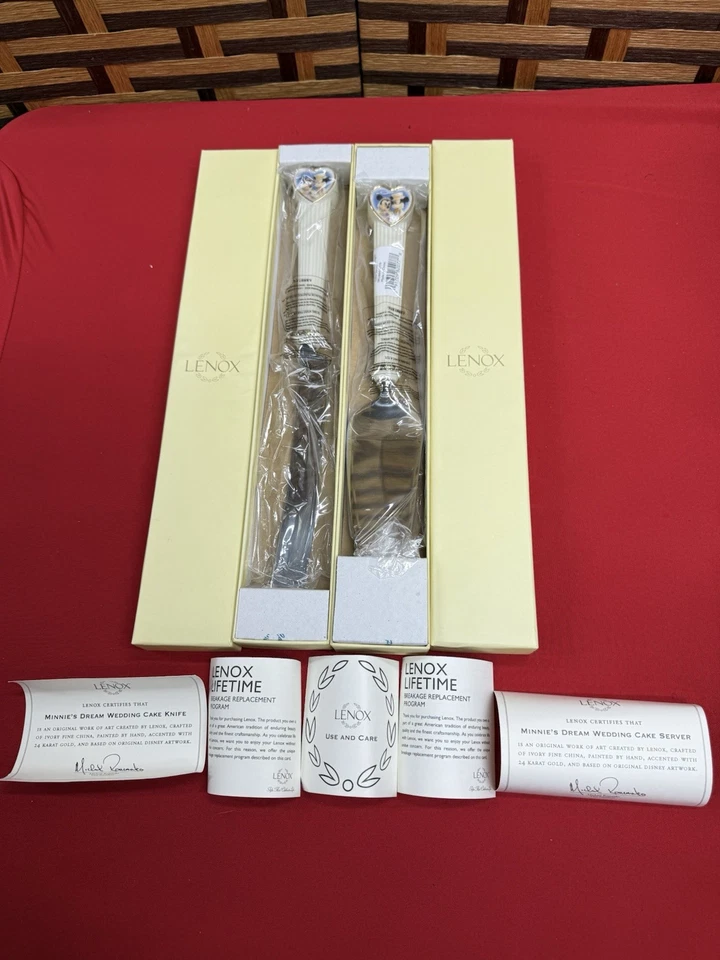 Lenox DISNEY MINNIES DREAM WEDDING CAKE KNIFE & SERVER SET New in Box RARE - Image 2 of 4
